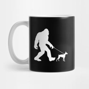 Funny Bigfoot Walking Doberman Pinscher Sasquatch Mug